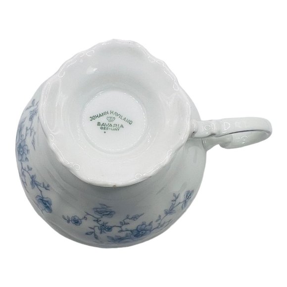 Johann Haviland Bavaria Germany Fine Porcelain Blue Garland Saucer & Tea Cup - Picture 9 of 9